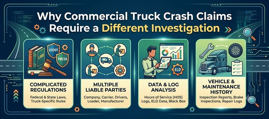 Why Commercial Truck Crash Claims Require a Different Investigation